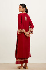 Maroon Dori Embroidered Kurta Set