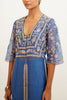 Blue Slit Silk Organza Kurta Set