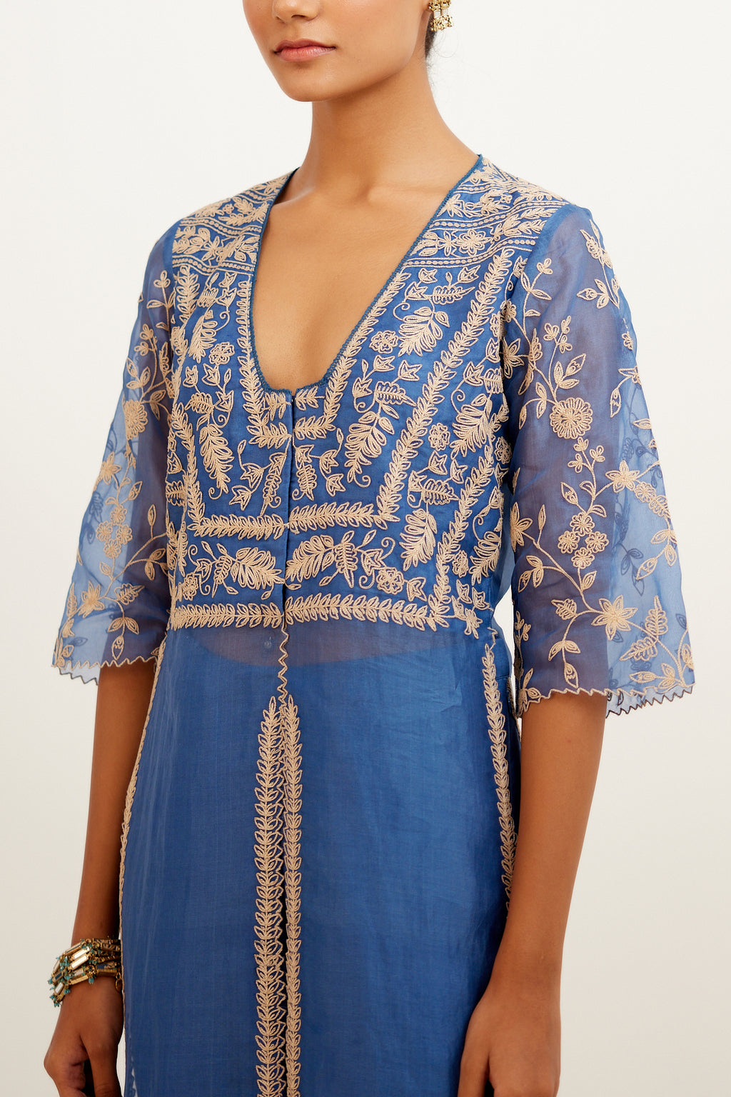 Jankia Organza Blue Kurta Set