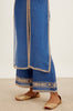 Blue Slit Silk Organza Kurta Set
