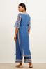 Blue Slit Silk Organza Kurta Set