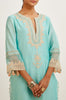 Turquoise Blue Dori Embroidered Kurta Set