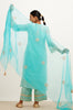 Turquoise Blue Dori Embroidered Kurta Set