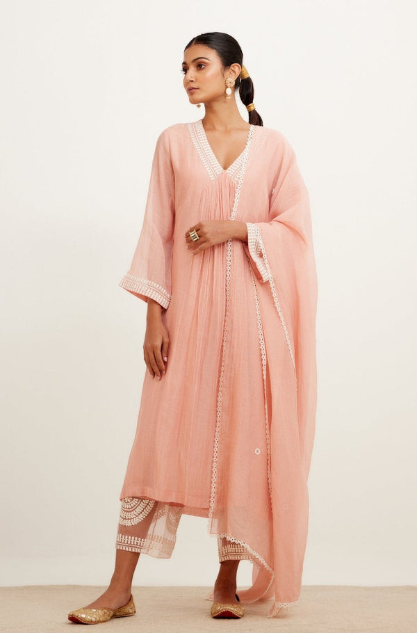 Blush Pink Chanderi Kurta Set (RTS)