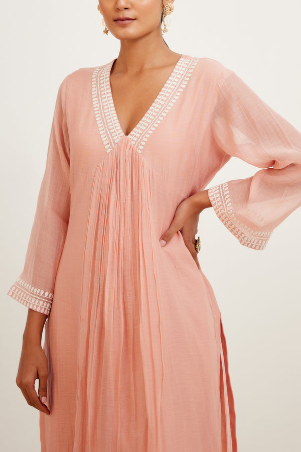 Blush Pink Chanderi Kurta Set