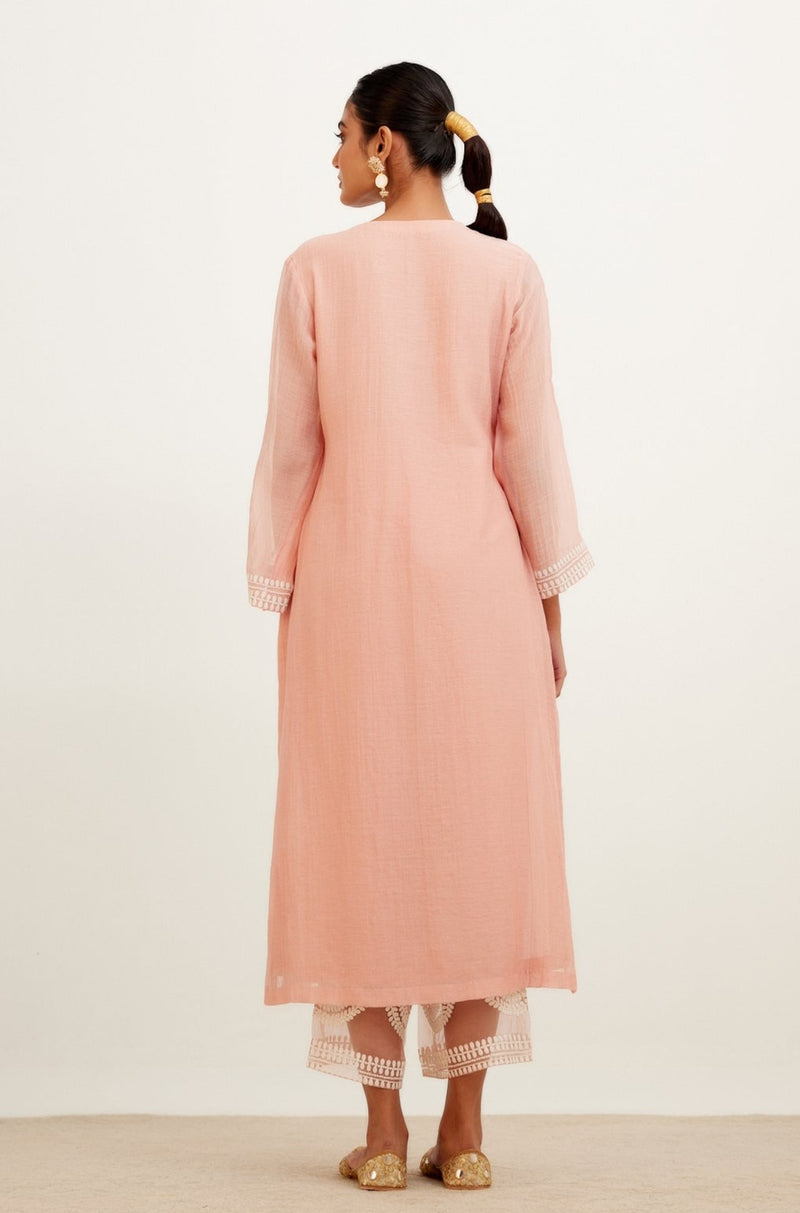 Blush Pink Chanderi Kurta Set