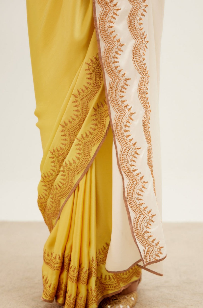 Yellow Shaded Satin Saree