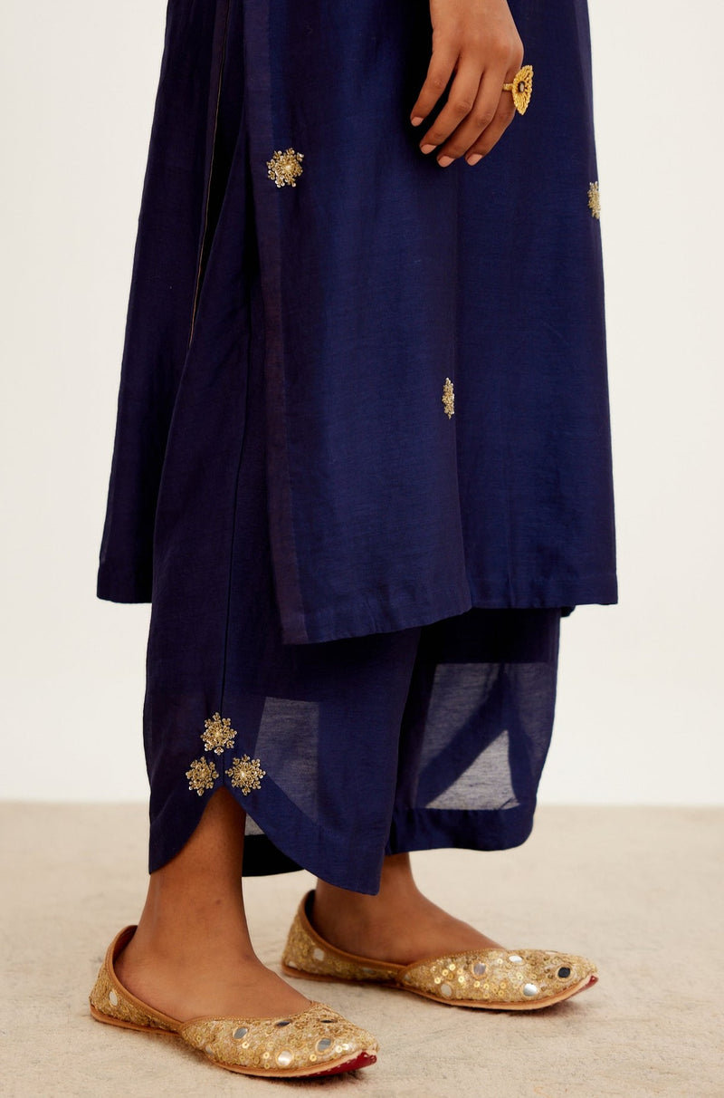 Navy Blue Hand Embroidered Kurta Set