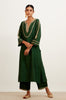 Bottle Green Block Print Embroidered Kurta Set