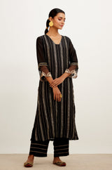 Black Zari Detailed Chanderi Kurta Set
