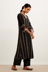 Black Zari Detailed Chanderi Kurta Set
