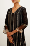 Black Zari Detailed Chanderi Kurta Set