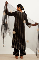 Black Zari Detailed Chanderi Kurta Set