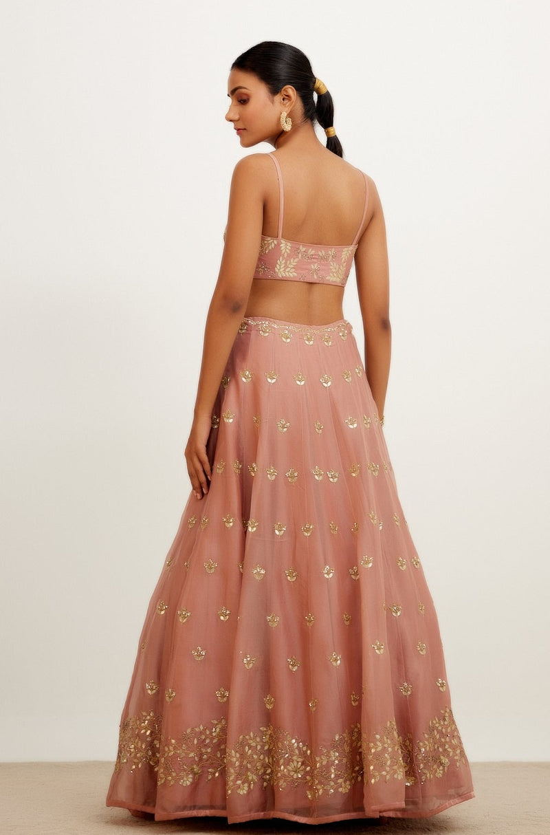 Rose Organza Lehenga Set