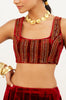 Maroon Zari Embroidered Velvet Lehenga Set