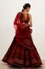 Maroon Zari Embroidered Velvet Lehenga Set