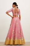 Pink and Yellow Gota Patti Organza Lehenga Set
