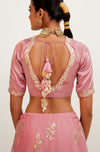 Pink and Yellow Gota Patti Organza Lehenga Set