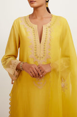 Mustard Dori Embroidered Kurta Set (RTS)