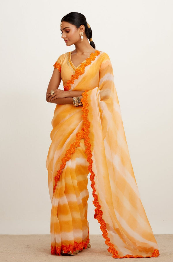 Orange Tie-Dye Saree