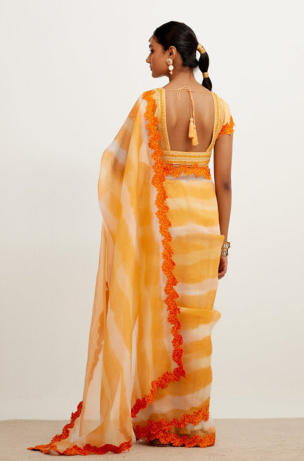 Orange Tie-Dye Saree