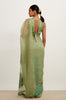 Sage Green Hand-Painted Organza Saree