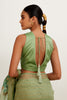 Sage Green Hand-Painted Organza Saree