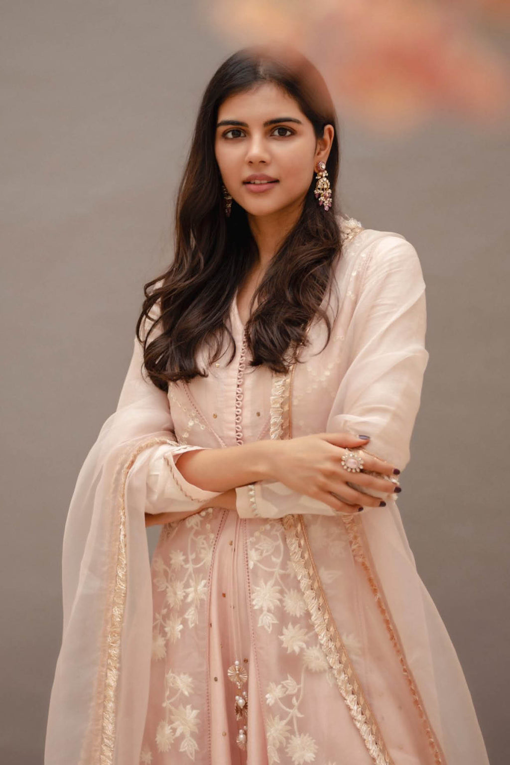 Kalyani Priyadarshan in Pink Mukaish Anarkali Set