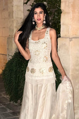 Navneet Randhawa Ivory Georgette Sharara  Set