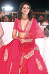 Ananya Panday in Fuchsia Resham Embroidered Cotton Silk Lehenga