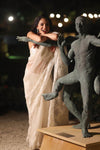 Sobhita Dhulipala in Ivory Organza Embroidered Saree