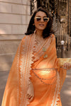 Masoom Minawala in Orange Embroidered Georgette Organza Saree