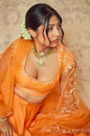 Meagan Concessio in Orange Hand Block Print Lehenga Set