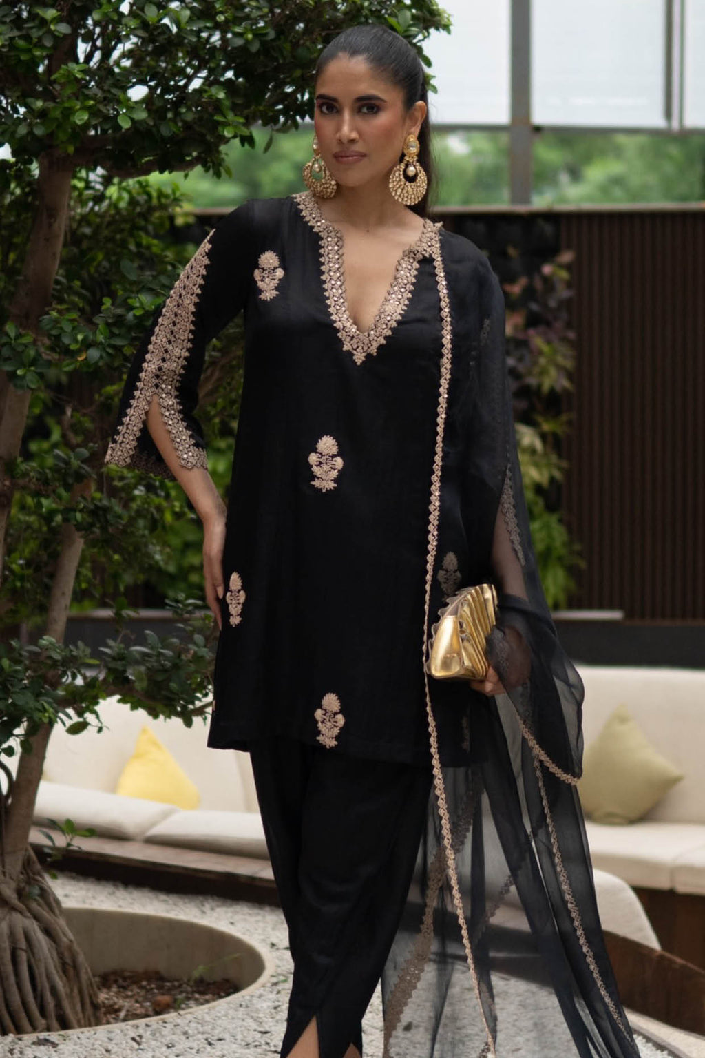 Alisha Pekha in Black Sequins Embroidered Dhoti Set