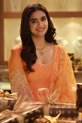 Keerthy Suresh in Orange Dori Embroidered Anarkali Set