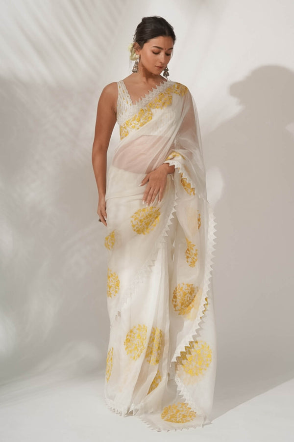 Alia Bhatt in Ivory Silk Organza Saree