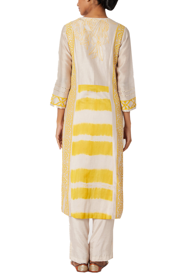 Yellow Chanderi Kurta Set