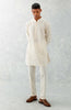 Ivory Floral Embroidered Chanderi Short Kurta Set