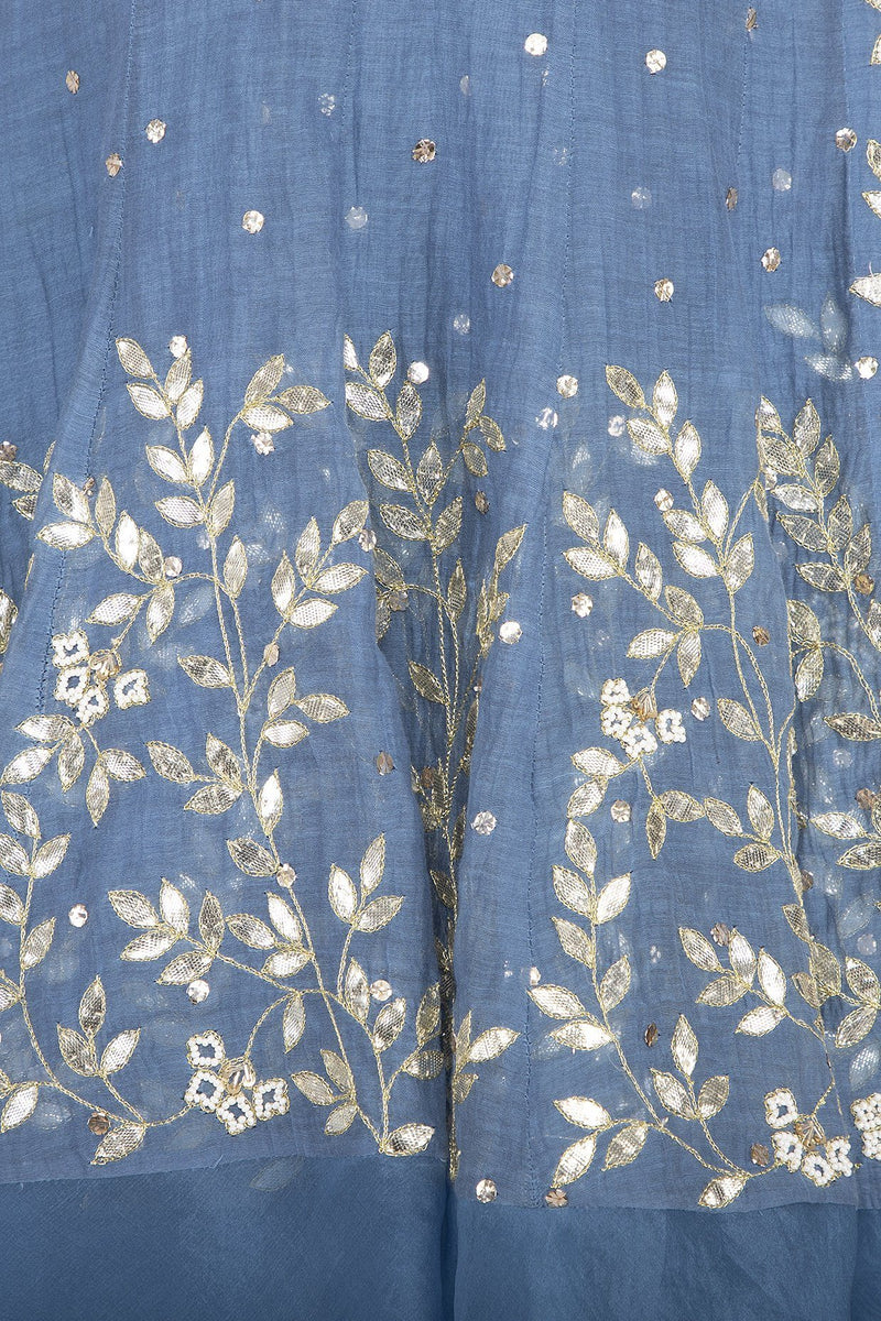 Airforce Blue Angrakha Kurta with Sharara - devnaagri
