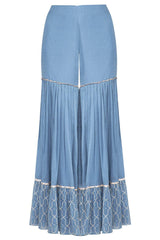 Airforce Blue Angrakha Kurta with Sharara - devnaagri