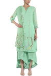 Green Asymmetrical Pallazo with Kurta - devnaagri