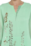 Green Asymmetrical Pallazo with Kurta - devnaagri