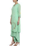 Green Asymmetrical Pallazo with Kurta - devnaagri
