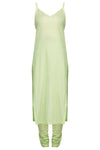 Green Angrakha Kurta with Churidar - devnaagri