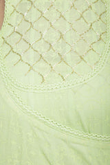 Green Angrakha Kurta with Churidar - devnaagri