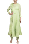 Green Angrakha Kurta with Churidar - devnaagri