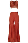 Red Sharara with Chanderi Blouse - devnaagri