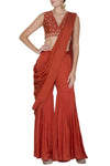 Red Sharara with Chanderi Blouse - devnaagri