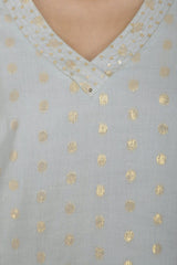 Aqua Blue Straight Kurta with Palazzo - devnaagri