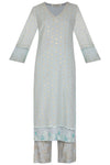 Aqua Blue Straight Kurta with Palazzo - devnaagri